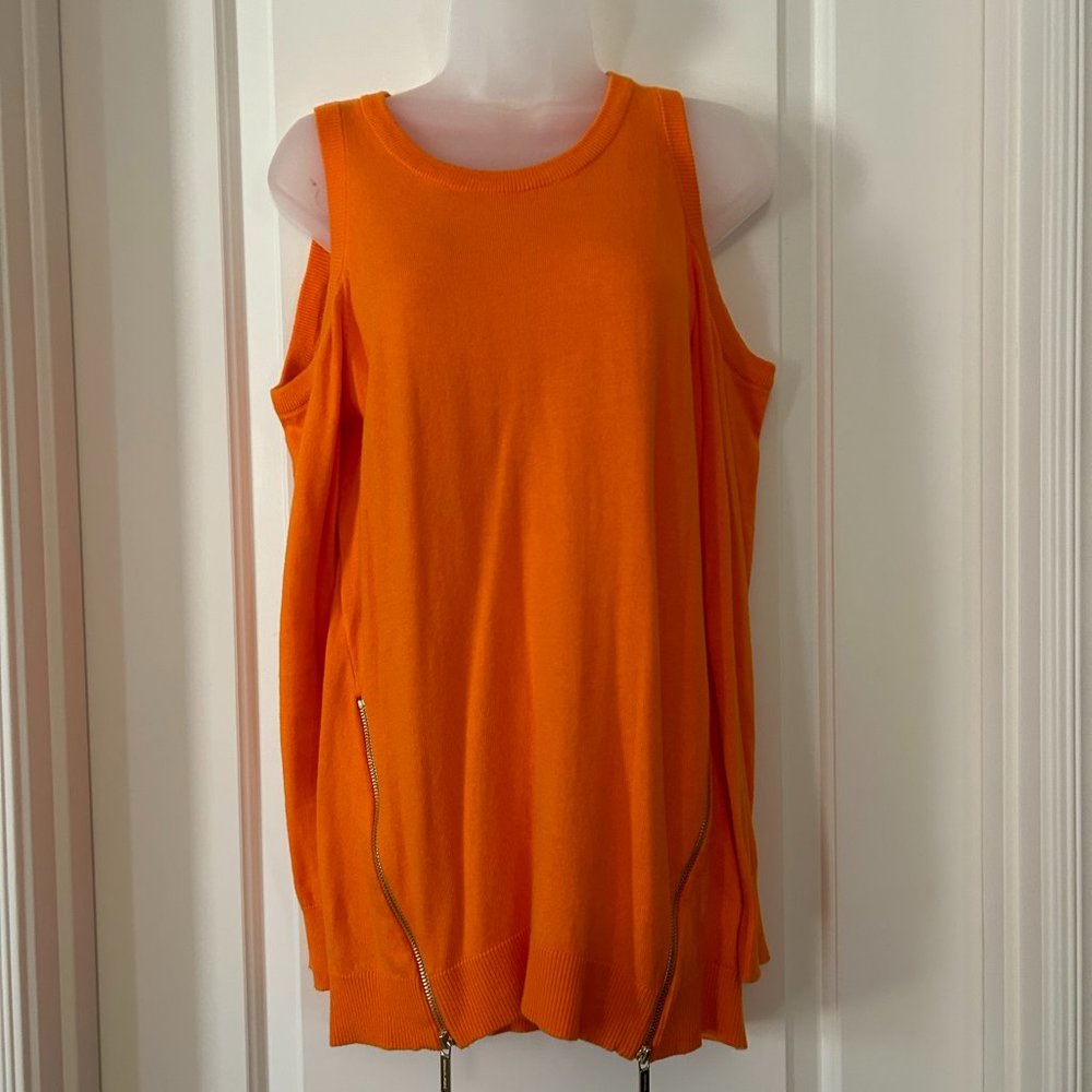 Michael Kors Cold Shoulder Orange Sweater Size Large